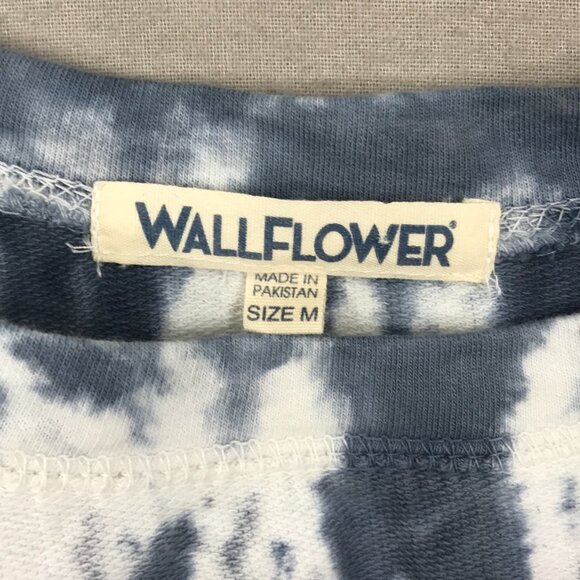 Wallflower Sweatshirt Womens Medium Blue White Tie Dye Pullover Long Sleeve Rag - Picture 3 of 12